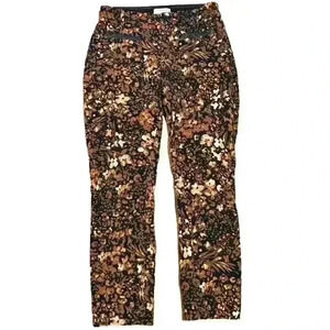 Anthropologie The Essential Slim Trousers Brown Floral Women's Size 2 NWOT Crop
